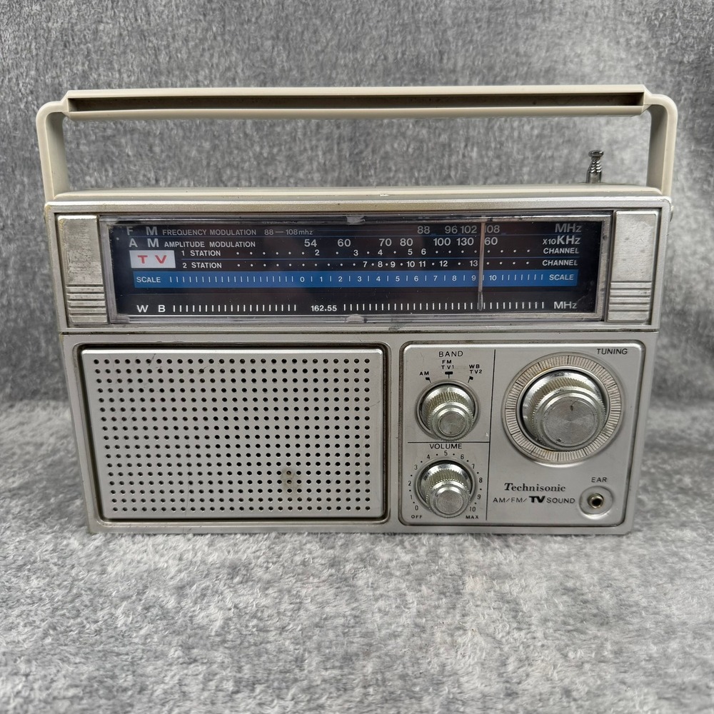 Technisonic‎ TC-55 Portable Radio AM/FM/TV Weather Band Vintage Silver